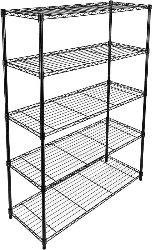 Photo 1 of * incomplete * sold for parts *
Simple Deluxe 5-Tier Heavy Duty Storage Shelving Unit,Black,36Lx14Wx60H inch, 2 Pack 5 Tier 2 Pack