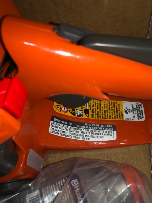 Photo 3 of [FOR PARTS, READ NOTES]
Husqvarna 445 Gas Powered Chainsaw, 50-cc 2.8-HP, 2-Cycle X-Torq Engine, 18 Inch Chainsaw with Automatic Oiler, For Wood Cutting