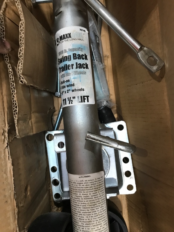 Photo 4 of ***Parts Only***MaxxHaul 70149 Trailer Jack with Dual Wheels - 26-1/2" to 38" Lift Swing Back - 1500 lbs. Capacity , Grey