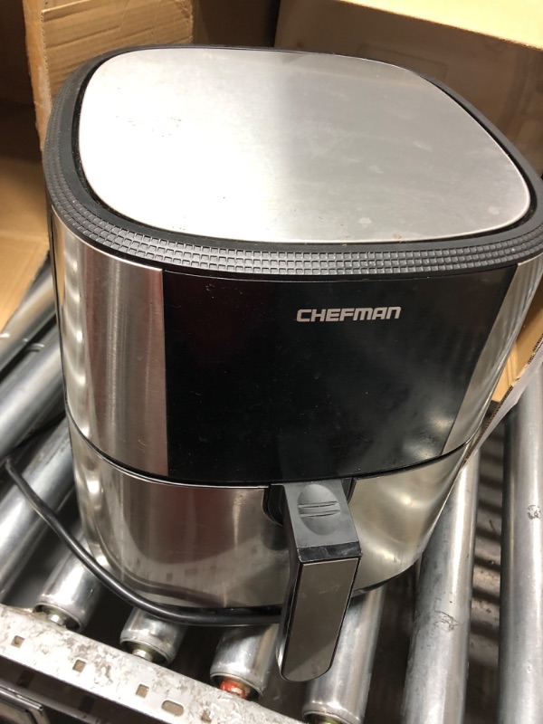 Photo 2 of ***parts only not functional;***Chefman Air Fryer 8 Qt with Probe Thermometer, 8 Preset Functions, 1-Touch Digital Display Compact Cooker, Extra Large Nonstick Square Air Fryer Basket with Window, Dishwasher-Safe Parts, Black 8 Qt. w/Probe