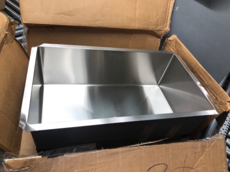 Photo 3 of *MISSING SMALL COMPONENTS* 32-Inch Undermount Workstation Kitchen Sink, 16 Gauge Single Bowl Stainless Steel with Accessories (Pack of 5 Built-in Components), Silver Sink + Cutting Board+Bottom Grid + Drain+Dish drying rack 32 Inch