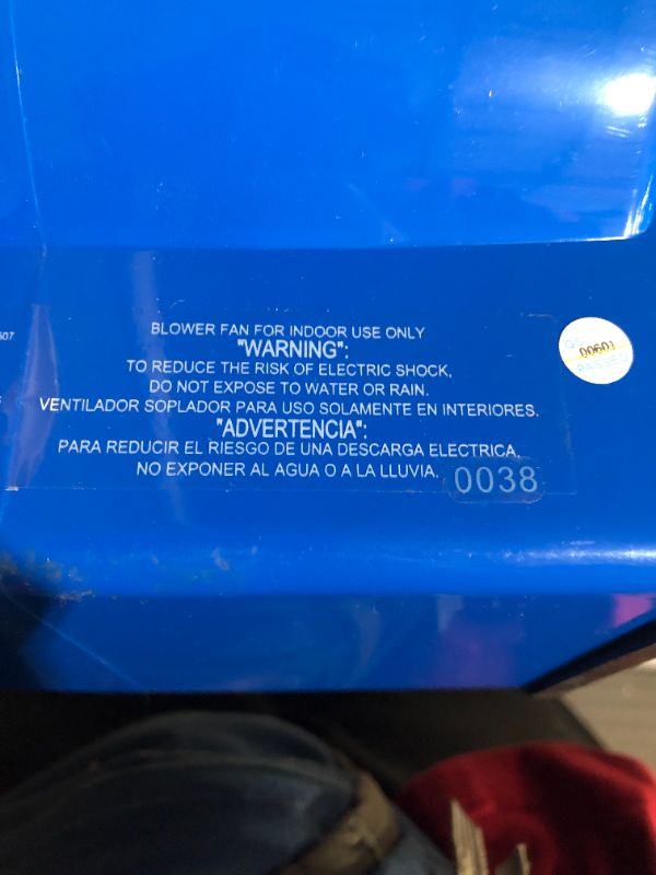 Photo 4 of ***DOES NOT TURN ON WHEN PLUGGED IN - UNABLE TO TROUBLESHOOT***
Lasko High Velocity X-Blower Utility Fan, Blue X12905 11x9x12