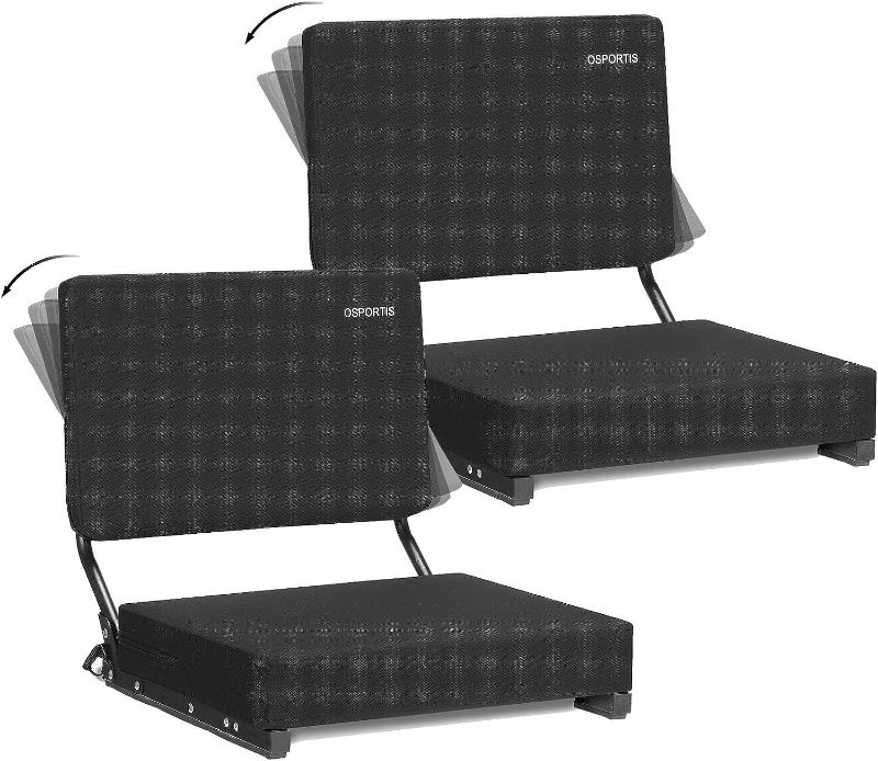 Photo 1 of 
OSPORTIS Stadium Seats for Bleachers, Bleacher Seats with Padded Active Foam Backs and Cushion, Portable Stadium Seats with Back Support and Shoulder Strap
Color:Black
Number of Items:2