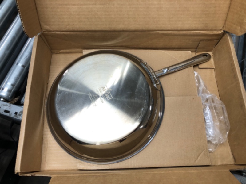 Photo 2 of All-Clad D3 Stainless Cookware, 12-Inch Fry Pan With Lid, Tri-Ply Stainless Steel, Professional Grade, Silver