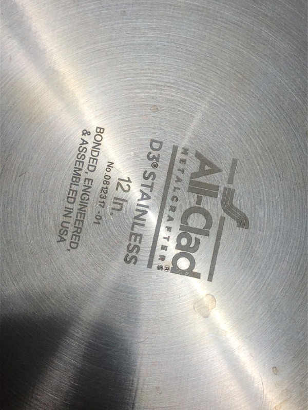 Photo 5 of All-Clad D3 Stainless Cookware, 12-Inch Fry Pan With Lid, Tri-Ply Stainless Steel, Professional Grade, Silver