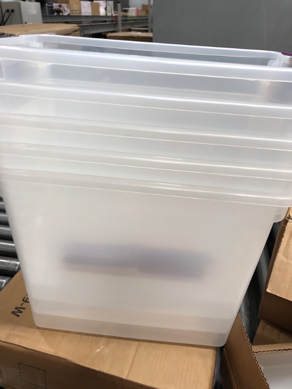 Photo 3 of ***missing bin***Sterilite 17631706 27 Quart/26 Liter ClearView Latch Box, Clear with Sweet Plum Latches, 6-Pack 6-Pack 27 Quart Solid