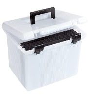 Photo 1 of Pendaflex Portable File Box, Frosted White, Hinged Lid 