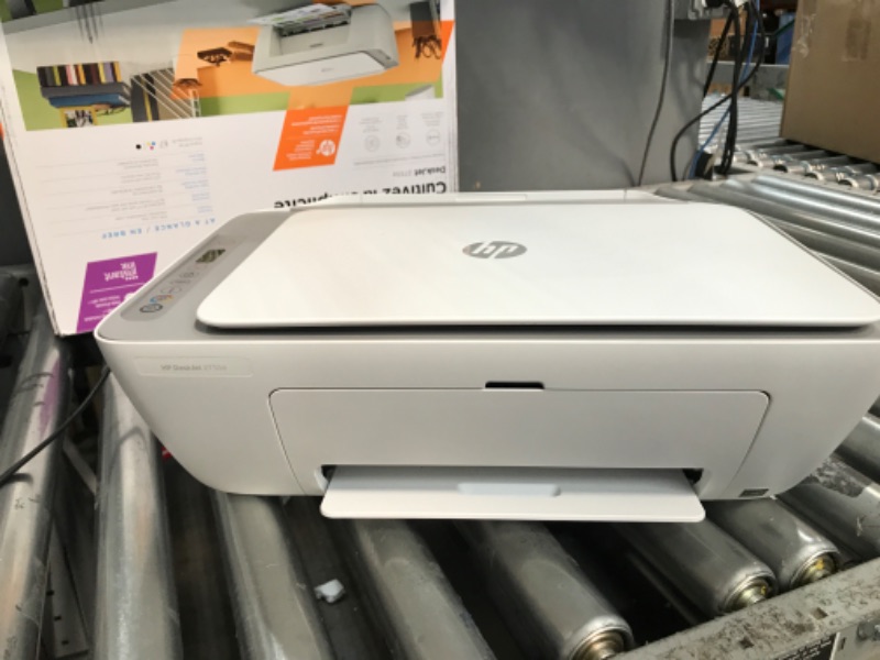 Photo 3 of HP DeskJet 2755e Wireless Color All-in-One Printer with bonus 6 months Instant Ink (26K67A), white