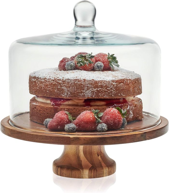 Photo 1 of 
Libbey Acaciawood Footed Round Wood Server Cake Stand with Glass Dome
Style:Stand