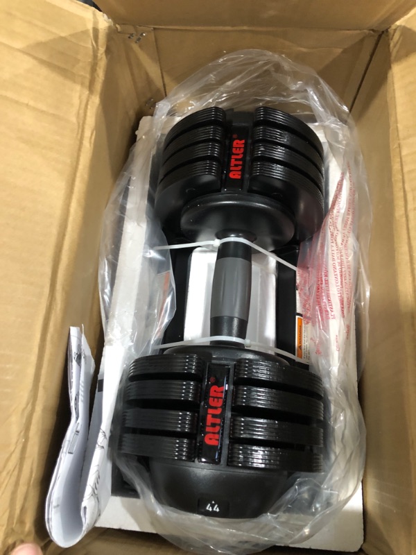 Photo 1 of ALTLER Adjustable Dumbbell, 22lb/25lb/44lb/52lb Single Dumbbell Set with Tray for Workout Strength Training Fitness, Adjustable Weight Dial Dumbbell with Anti-Slip Handle and Weight Plate for Home Exercise 22LBS-Single