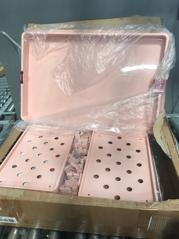 Photo 2 of 4-Tier Wire Cat Cage Playpen Kennel, Cat Catios Large Space 30 x 20 x 52.5 Inches for 1-3 Cats, Pink Cat Crate with 3 Platforms 3 Front Doors 2 Ramp Ladders