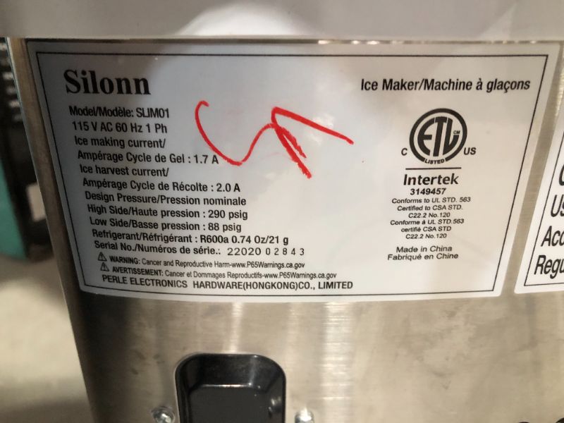 Photo 5 of ***USED - SEE NOTES***
Silonn Ice Makers Countertop 9 Bullet Ice Cubes Ready in 6 Minutes