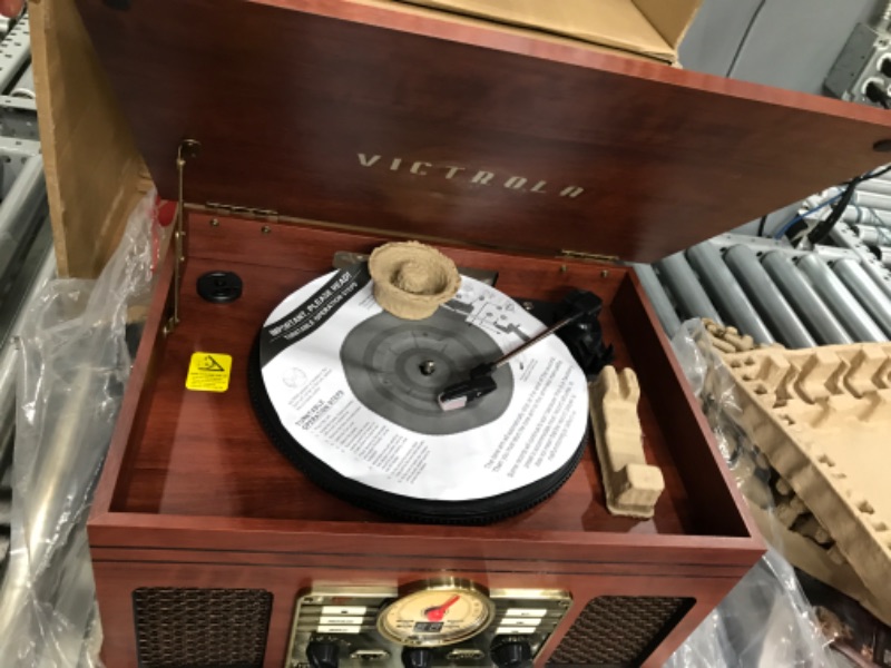 Photo 3 of (USED) Victrola 8-in-1 Bluetooth Record Player & Multimedia Center, Built-in Stereo Speakers - Turntable, Wireless Music Streaming, Real Wood | Espresso Espresso Entertainment Center