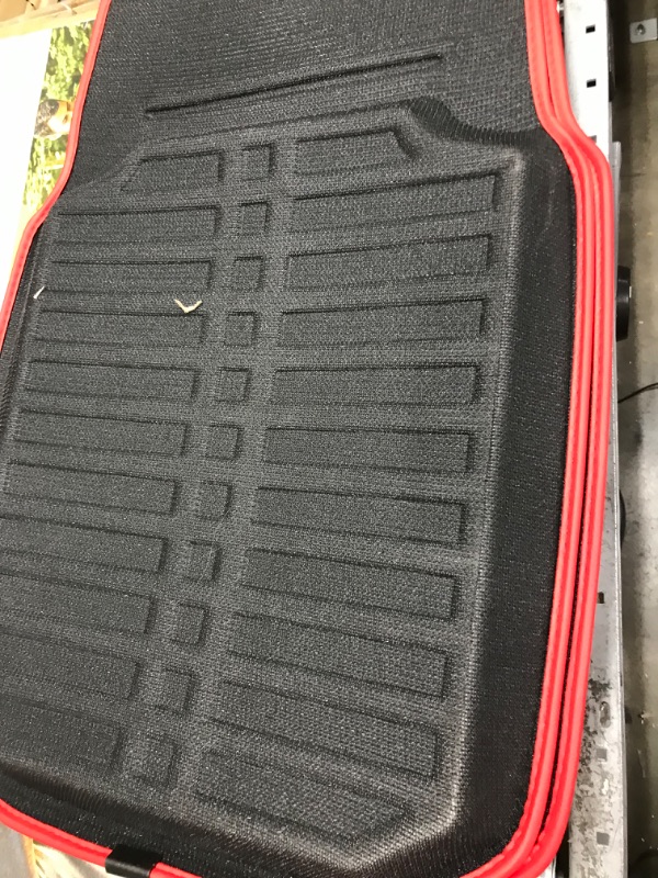 Photo 2 of FH Group Automotive Floor Mats - Red Black PU Leather Floor Mats, Deep Dish Design, Floor Mats for Cars, Universal Fit Floor Mats Front Set, Floor Mats for Most Sedan, SUV, Truck Floor Mats Red/Black