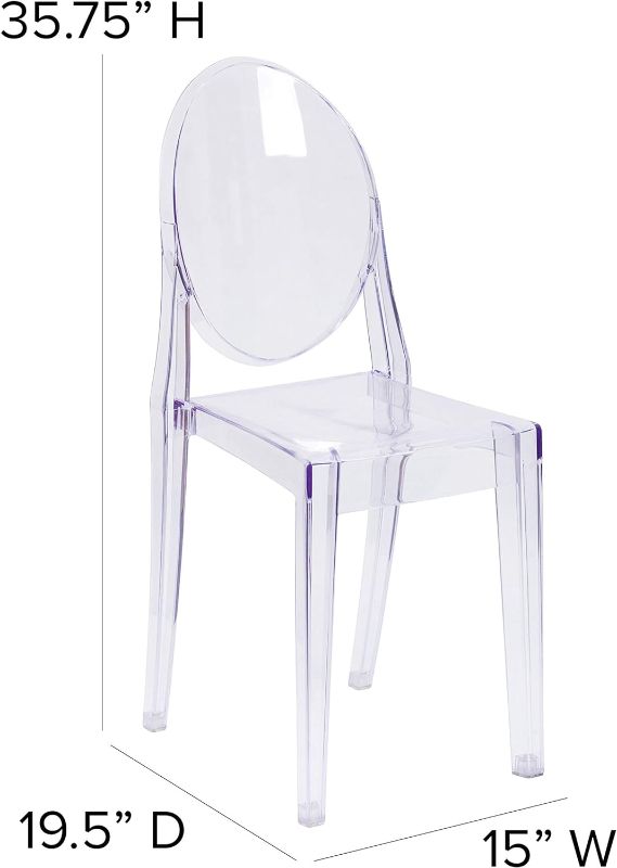 Photo 3 of ( set of two )Flash Furniture Cheryl Ghost Side Chair in Transparent Crystal
