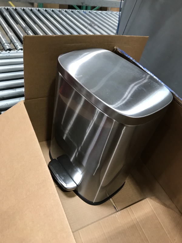 Photo 1 of 15 inch tall Garbage Can Kitchen Trash Can with Lid for Office Bedroom Bathroom Step Trash Bin Fingerprint-Proof Brushed Stainless Stee
