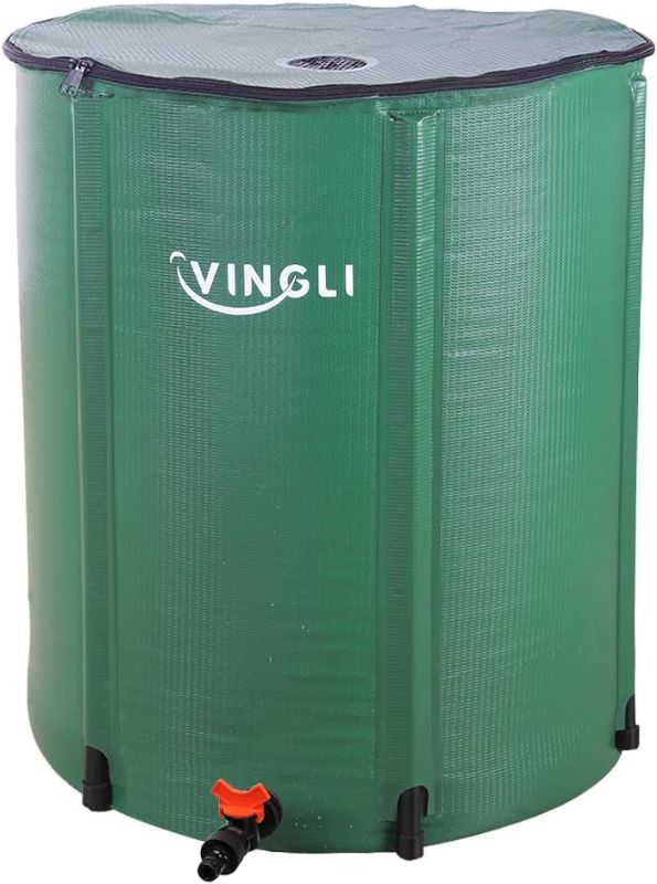 Photo 1 of 
VINGLI 50 Gallon Collapsible Rain Barrel, Portable Water Storage Tank, Rainwater Collection System Downspout, Water Catcher Container with Filter Spigot...