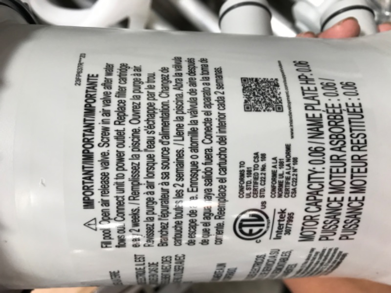 Photo 3 of **MINOR WEAR & TEAR**INTEX 28637EG C1000 Krystal Clear Cartridge Filter Pump for Above Ground Pools, 1000 GPH Pump Flow Rate 1,000 Gallons Per Hour 1,000 Gallons Per Hour Filter Pump