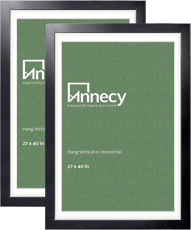 Photo 1 of **MINOR DAMAGE**Annecy 27x40 Picture Frame Black?2 Pack?, 27 x 40 Picture Frame for Wall or Desktop Decoration, Classic Black Minimalist Style Poster Frame Suitable for Decorating Houses, Offices, Hotels
