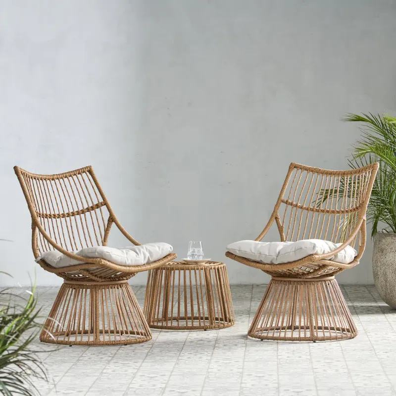 Photo 1 of ***STOCK PHOTO FOR REFERANCE*** SUNROX Outdoor 2 Seater with Cushion by Christopher Knight Home (Light Brown + Beige Cushions)