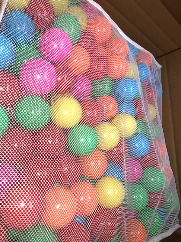 Photo 2 of Amazon Basics BPA Free Crush-Proof Plastic Ball Pit Balls with Storage Bag, Toddlers Kids 12+ Months, 6 Bright Colors - Pack of 1000 6 Bright Colors 1,000 Balls