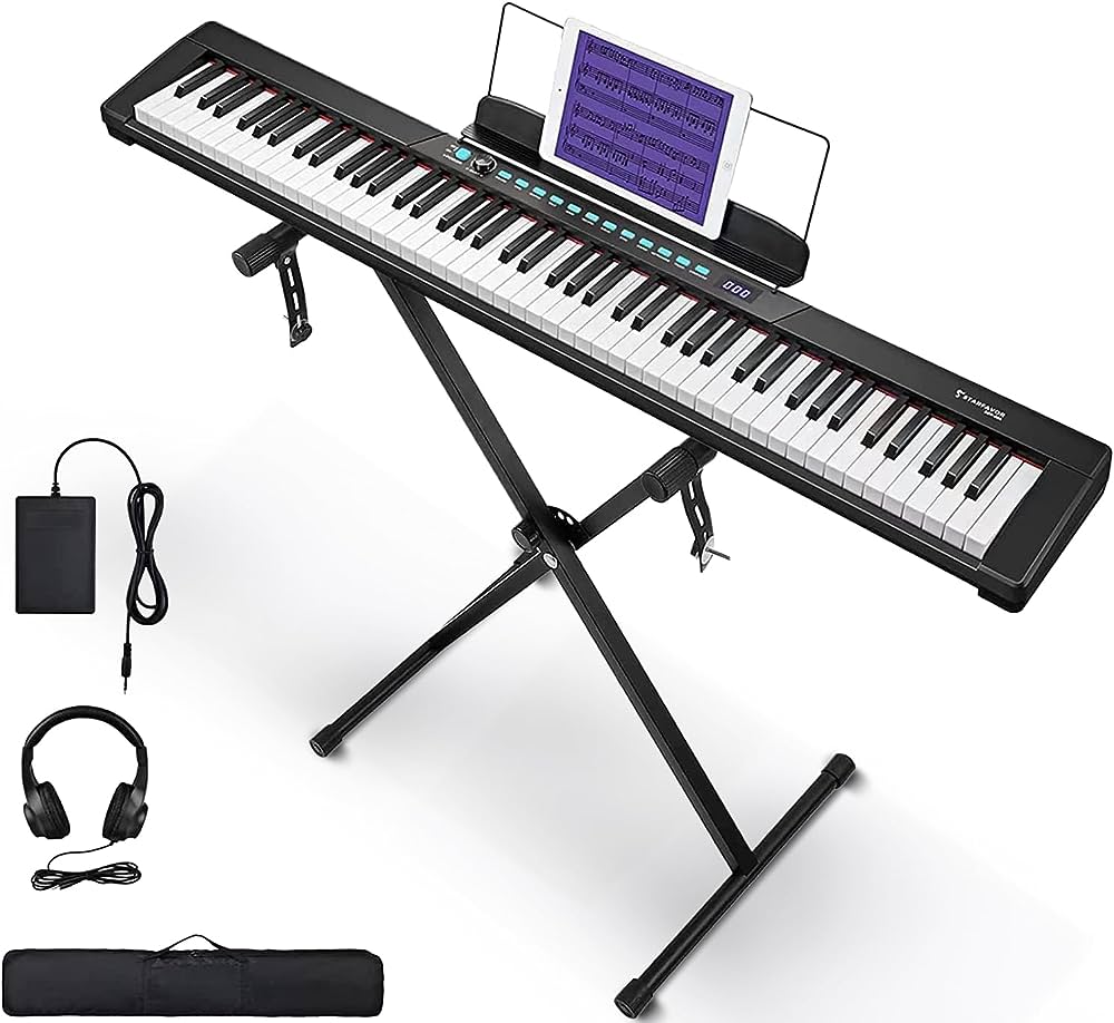 Photo 1 of Starfavor Semi-weighted Piano Keyboard 88 Keys with Stand, Sustain Pedal, and Carrying Case, SEK-88A