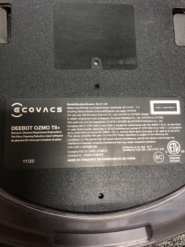 Photo 3 of **USED/FOR PARTYS ONLY**
ECOVACS DEEBOT T20 Omni Robot Vacuum and Mop, Hot Water Mop Washing, Self-Emptying, Hot Air Drying, 6000Pa Suction, OZMO Turbo Spinning Mop with Auto Mop Lift, Obstacle Avoidance, YIKO Voice Assistant