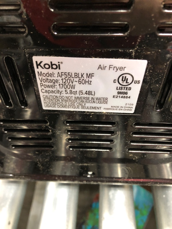 Photo 2 of ***PARTS ONLY NOT FUNCTIONAL***Kobi Air Fryer, XL 5.8 Quart,1700-Watt Electric Hot Air Fryers Oven & Oilless Cooker, LED Display, 8 Preset Programs, Shake Reminder, for Roasting, Nonstick Basket, ETL Listed (100 Recipes Book Included) (Black)