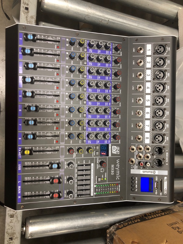 Photo 2 of Weymic MX-80 Professional Mixer (8-Channel) for Recording DJ Stage Karaoke/W Graphic Equalizer and DSP Effector w/USB Drive for Recording Input, XLR Microphone Jack, 48V Power, RCA Output
