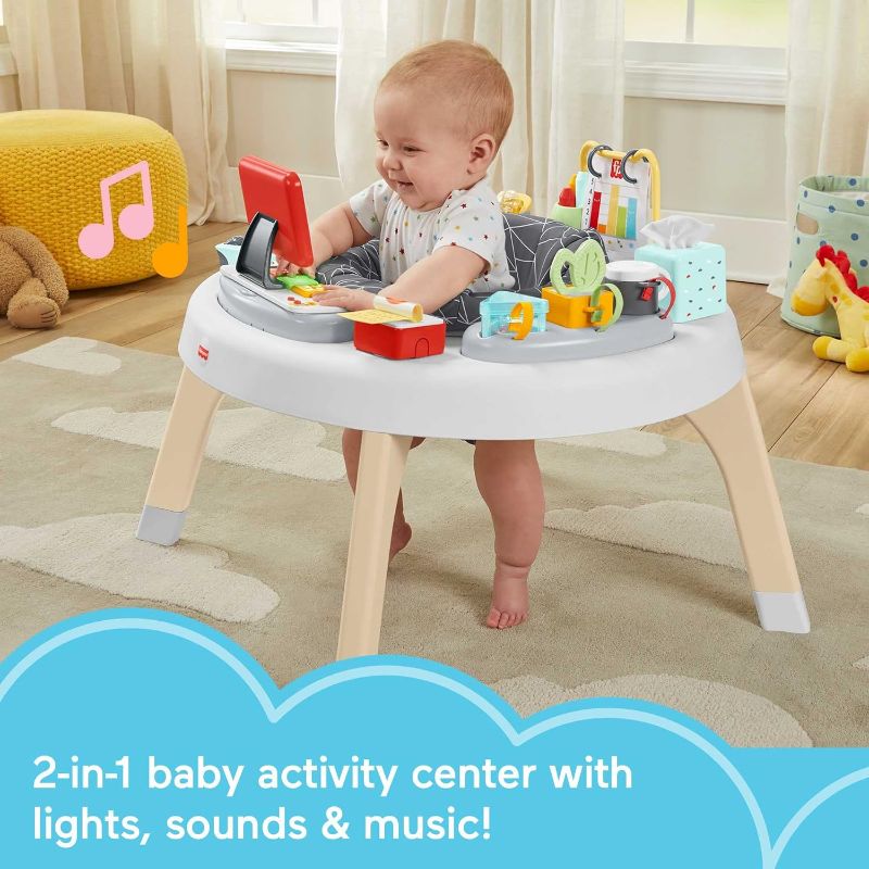 Photo 1 of Fisher-Price 2-in-1 Baby Activity Center and Toddler Activity Table Racing Ramp with Lights and Music, Spin ‘n Play Safari