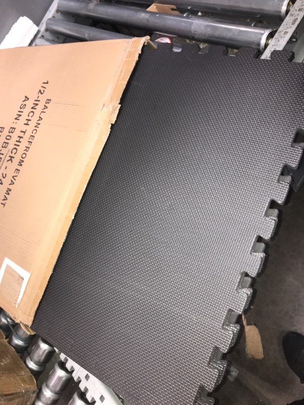 Photo 2 of * used item * signs of usage * 
BalanceFrom Puzzle Exercise Mat with EVA Foam Interlocking Tiles Black 1/2" Thick, 24 S.F., New