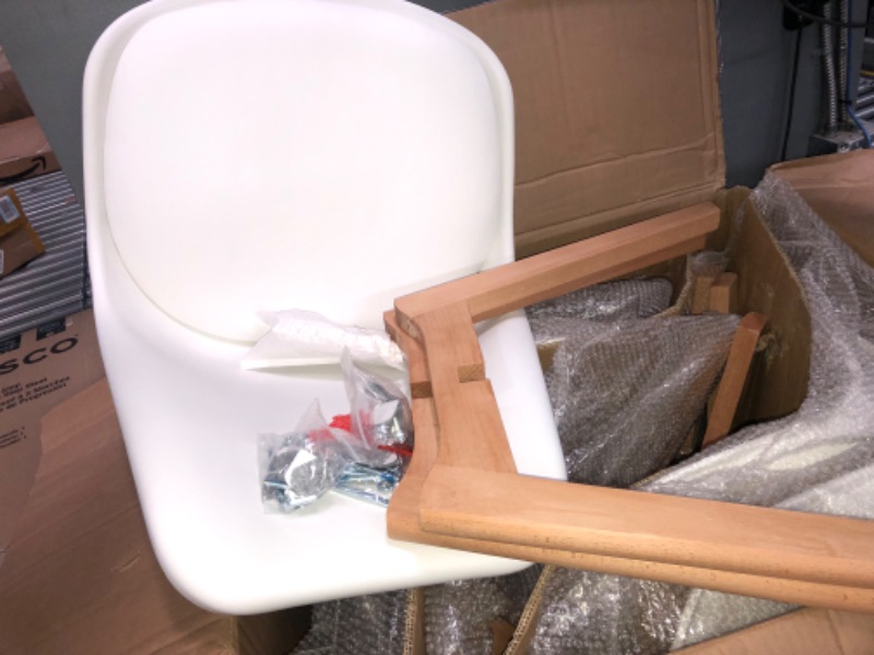 Photo 1 of ***Parts Only***Sweetrcrispy Dining Chairs, Dining Chairs Set of 4, Dining Room Chairs, Kitchen Chairs, Mid Century Modern Chairs, PU Leather Upholstered Chairs with Wood Legs, Kitchen & Dining Room Chairs, White