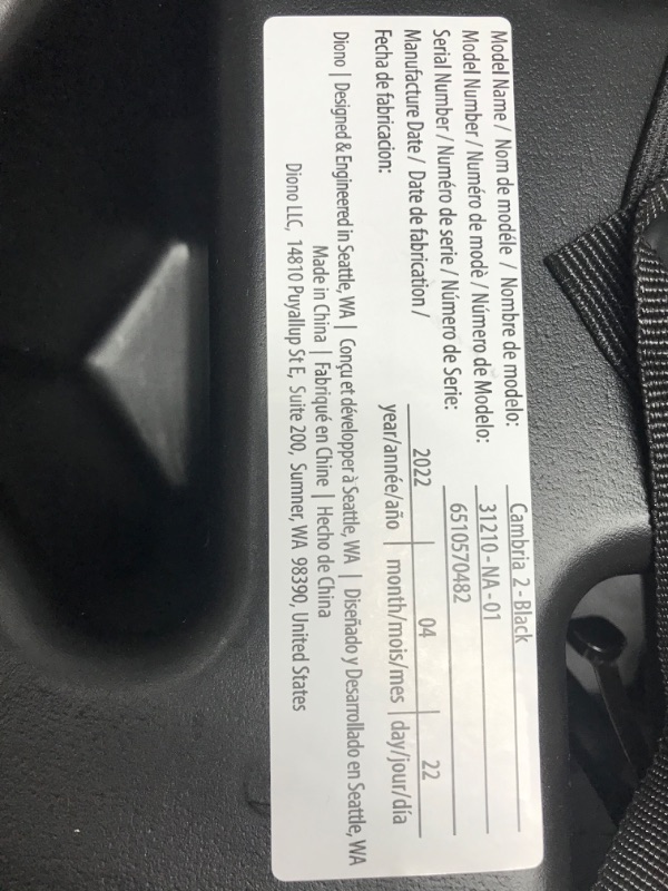 Photo 4 of Diono Cambria 2 XL 2022, Dual Latch Connectors, 2-in-1 Belt Positioning Booster Seat, High-Back to Backless Booster with Space and Room to Grow, 8 Years 1 Booster Seat, Black NEW! Black