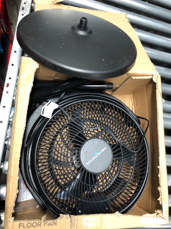 Photo 2 of Air Monster 12 Inch Power Stand Fan and Floor Fan, Room Fan, Turbo fan, Air Circulator Fan, 3 Speed Settings, High Velocity, Adjustable Tilt, Black