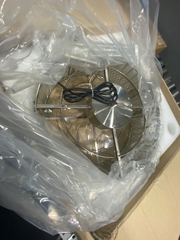 Photo 1 of (PARTS ONLY)Luupyia Crystal Caged Brush Nickel Ceiling Fan with Light 18In, 6 Speed Reversible, 4Lights Crystal Fandelier Ceiling Fan with Light and Remote Silver Fandelier Low Profile 7 Bladeless E12 silverB