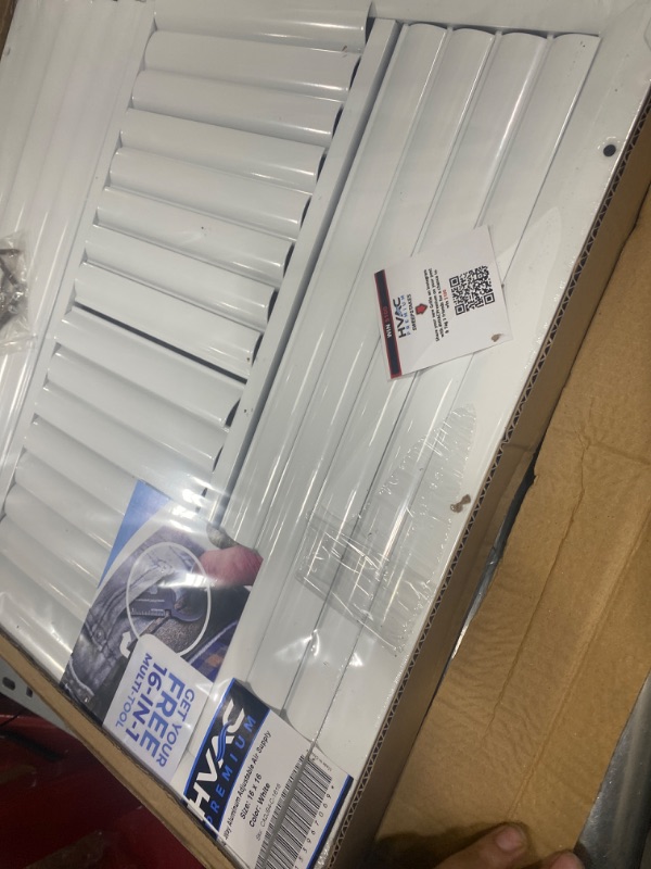 Photo 3 of 20" X 14" Steel Return Air Filter Grille for 1" Filter - Easy Plastic Tabs for Removable Face/Door - HVAC Duct Cover - Flat Stamped Face - White [Outer Dimensions: 21.75 X 15.75]