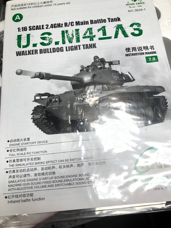 Photo 3 of HoneyJar Modified Edition 1/16 2.4ghz Remote Control US M41A3 Walker Bulldog Tank Model(360-Degree Rotating Turret)(Steel Gear Gearbox)(3800mah Battery)(Metal Tracks &Sprocket Wheel)