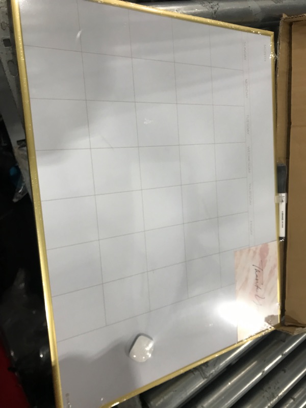 Photo 1 of U Brands Dry Erase Calendar with Gold Aluminum Frame Set, Office Supplies, with Magnet and Marker, 16” x 20”, 3 Pieces