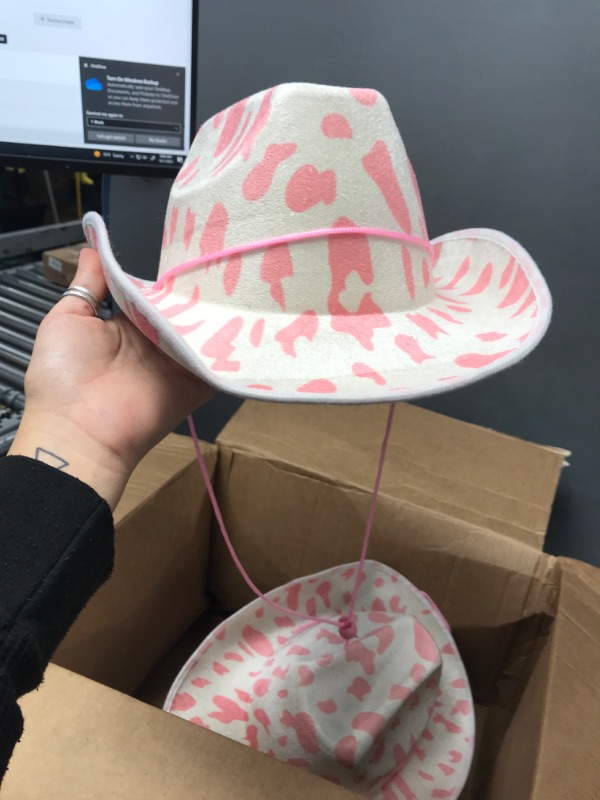 Photo 1 of 10 party cowgirl hats, pink spots and adjustable strings