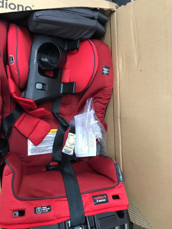 Photo 3 of Diono Radian 3RXT SafePlus, 4-in-1 Convertible Car Seat, Rear and Forward Facing, SafePlus Engineering, 3 Stage Infant Protection, 10 Years 1 Car Seat, Slim Fit 3 Across, Red Cherry 3RXT Safe+ Red Cherry