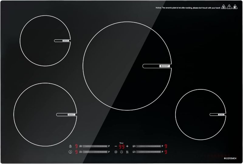 Photo 1 of ECOTOUCH 3 Burner Induction Cooktop 30 inch with Booster,220-240v 7200W Built-in Glass Ceramic Electric Induction Burner,True High Power,Drop in Hot Plate 30" Induction Cooktop Hard Wire(No Plug)
