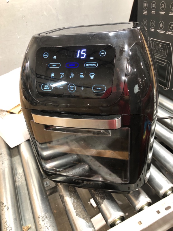 Photo 2 of *******NEEDS TO BE CLEANED**********CHEFMAN Multifunctional Digital Air Fryer+ Rotisserie, Dehydrator, Convection Oven, 17 Touch Screen Presets Fry, Roast, Dehydrate, Bake, XL 10L Family Size, Auto Shutoff, Large Easy-View Window, Black 10 QT Air Fryer