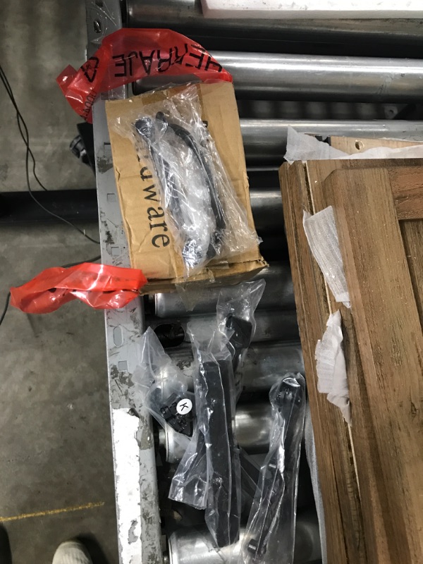 Photo 1 of RUSTOWN Rustic Wood Wall Storage Cabinet with Two Sliding Barn Door, 3-Tier Decorative Farmhouse Vintage Cabinet for Kitchen Dining, Bathroom, Living Room, Dark Walnut Dark Walnut Barn Door