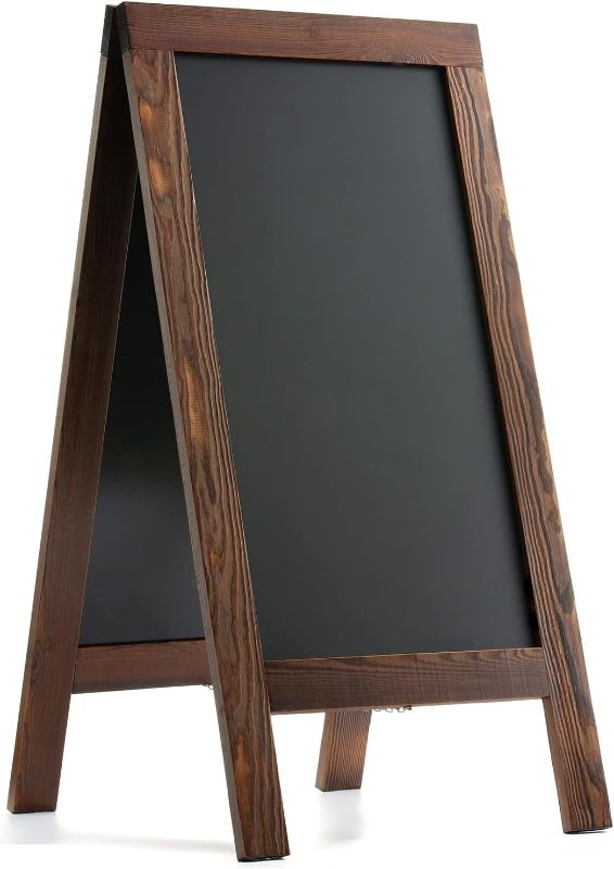 Photo 1 of DAHAPYBOO Sandwich Board 40"x20" Solid Pine Wood Rustic Brown,Chalk Board Sign Board,Sandwich Board Signs Outdoor, Chalkboard Easel,A Frame Chalkboard Sign,Menu Chalkboard
