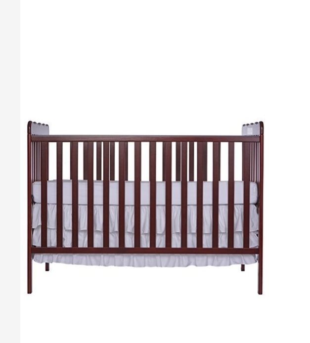 Photo 1 of Dream On Me Classic 3 in 1 Convertible Stationary Side Crib with Dream On Me Spring Crib and Toddler Bed Mattress, Twilight Cherry Classic