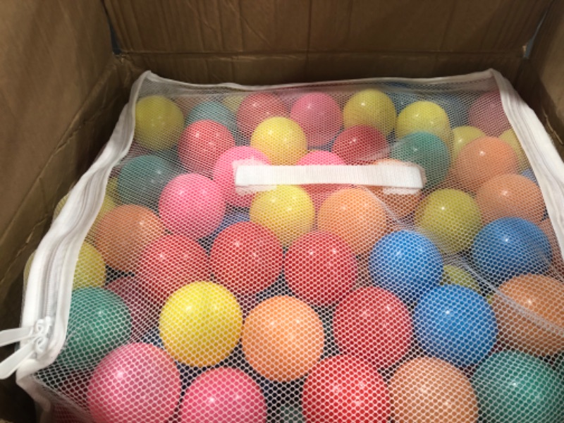 Photo 2 of Amazon Basics BPA Free Crush-Proof Plastic Ball Pit Balls with Storage Bag, Toddlers Kids 12+ Months, 6 Bright Colors - Pack of 400 6 Bright Colors 400 Balls