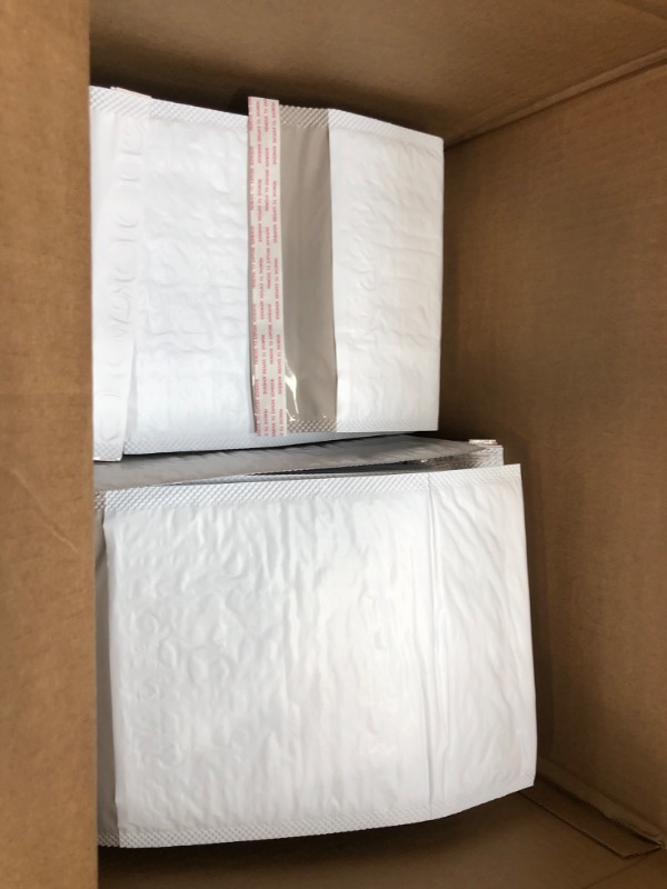 Photo 2 of StarBoxes 100 Poly Bubble Mailer Bags 8.5x14.5" - #3 Pouches Envelopes White Self-Sealing (PBM385145100)