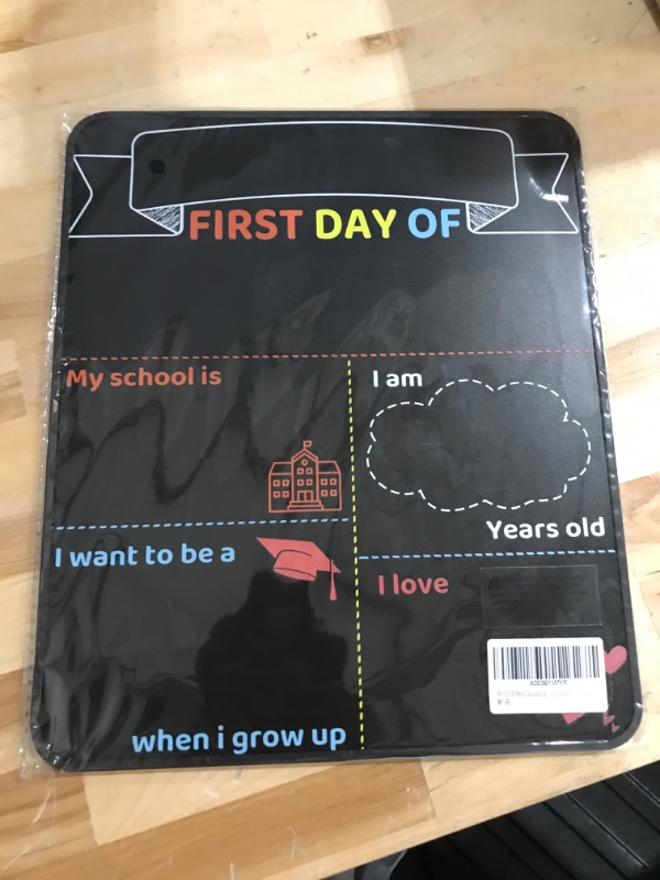 Photo 2 of SKYDUE First Day and Last Day of School Chalkboard, 10" x 12" Double-Sided Chalkboard Sign for Kids,1st Day of School Sign, Reusable Back to School Photo Prop Commemorate Supplies A Chalkboard