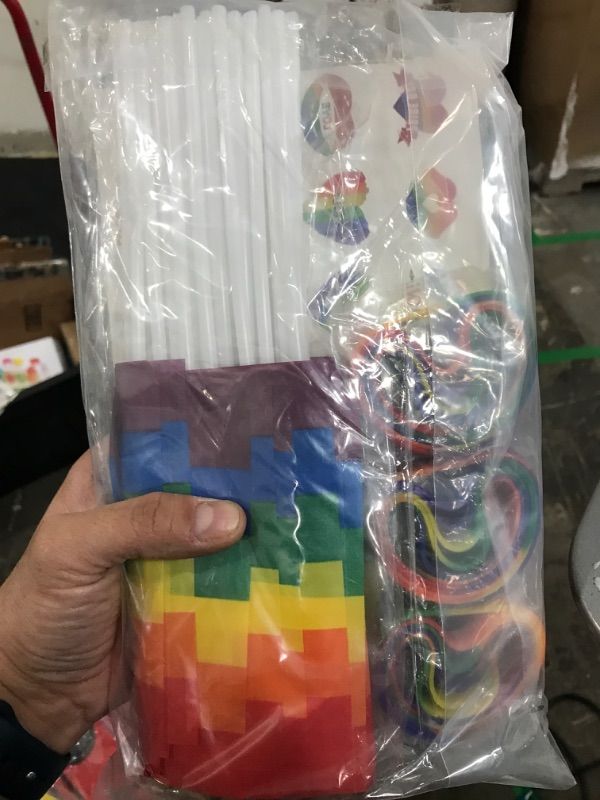 Photo 2 of ADXCO 144 Pieces Gay Pride Accessories Set Include 36 Mini Pride Flags 36 Wristbands, 72 Pieces Pride Temporary Tattoos Rainbow LGBTQ Flag Bracelets Stickers for Gay Pride Month Parade Themed Party