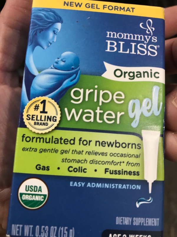Photo 2 of 01/2024***Mommy's Bliss Organic Gripe Water Gel for Newborns, Extra Gentle Gel, Relieves Occasional Stomach Discomfort from Gas, Colic & Fussiness, Easy Administration, Age 2 Weeks +, 0.53 Oz (45 Servings)